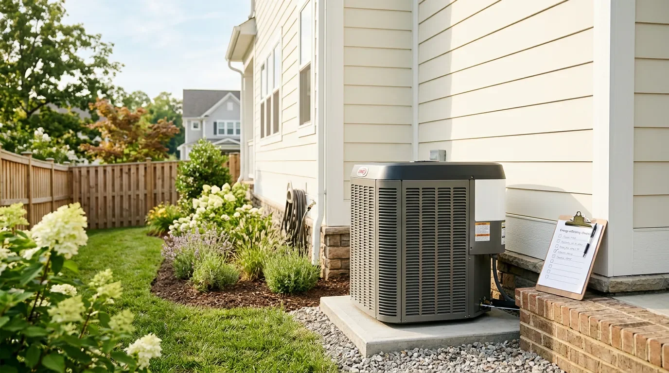 High-efficiency AC unit with efficiency checklist