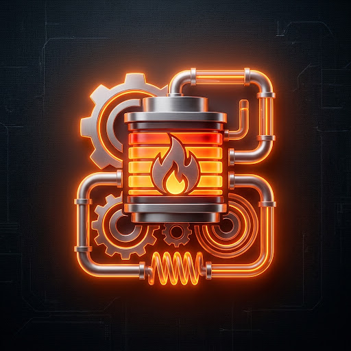 Modern furnace burner assembly representing winter heating