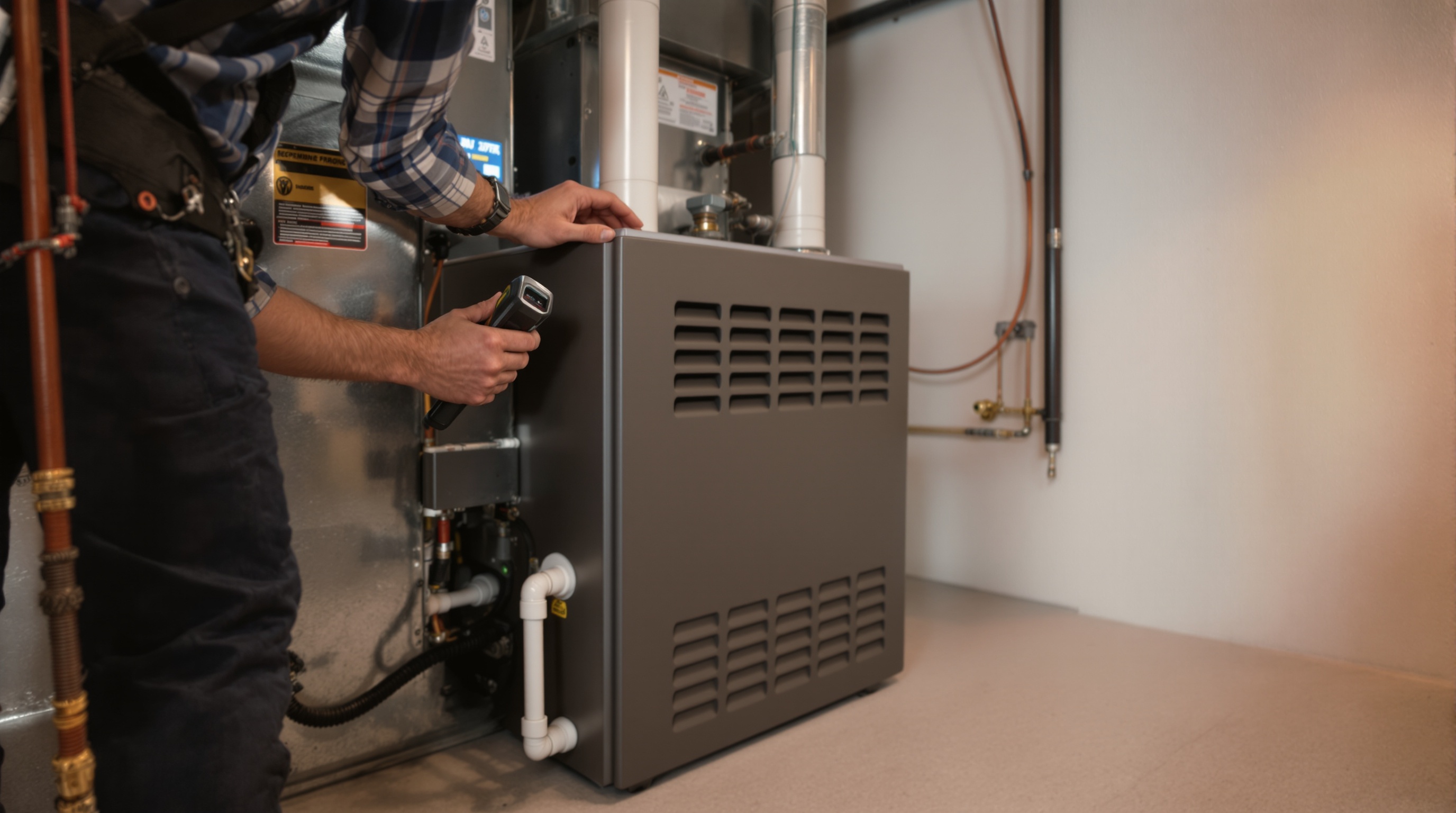High-efficiency residential furnace serviced by a Commonwealth technician